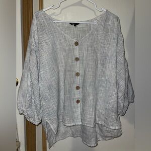 Unique Spectrum Blue and White Patterned Blouse